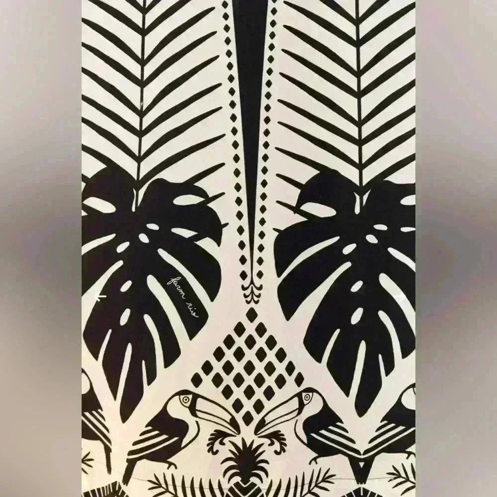 FARM Rio Macaw Black & White Cotton Backless Maxi Dress - Tropical Print - Picture 5 of 14
